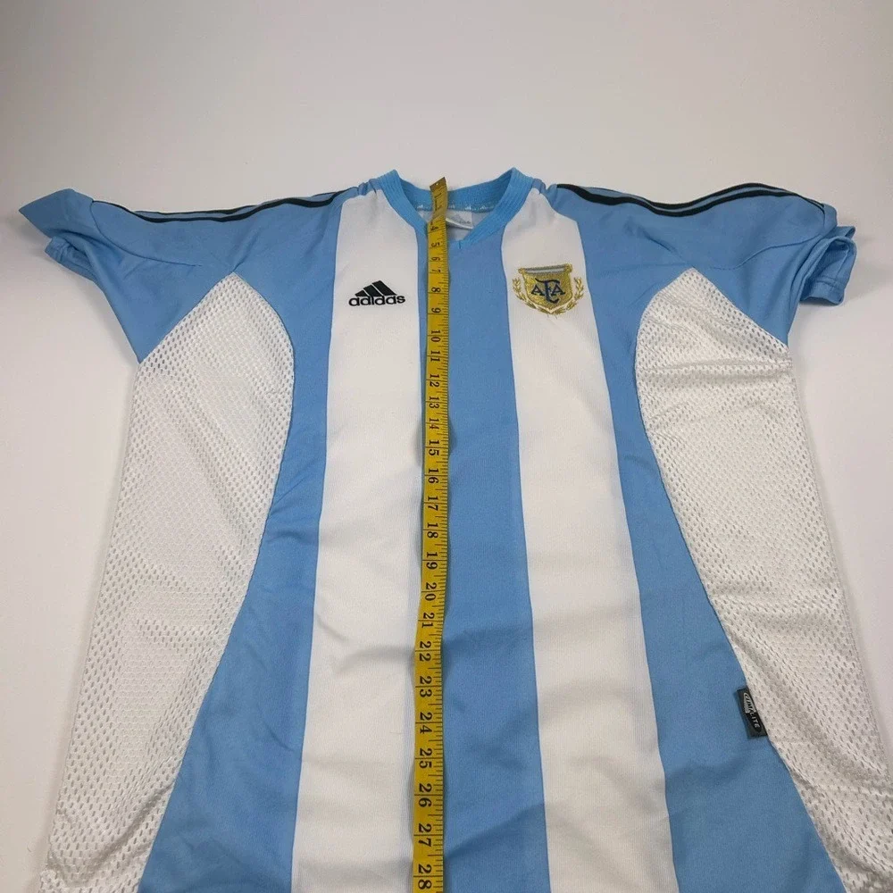 Adidas Men's SZ L VTG Argentina Mesh Soccer Y2K Blank Jersey Light Blue
